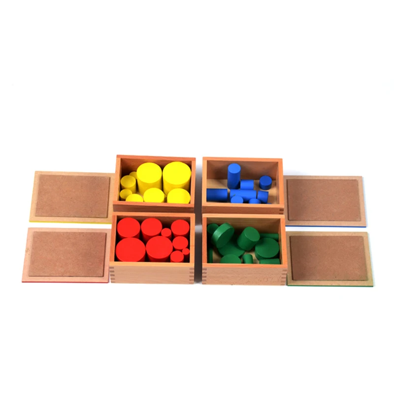 Baby Toy Learning Educational Toys  Knobless Cylinders Montessori Wooden 4 Sets of 10 Cylinders Great Gift for Children