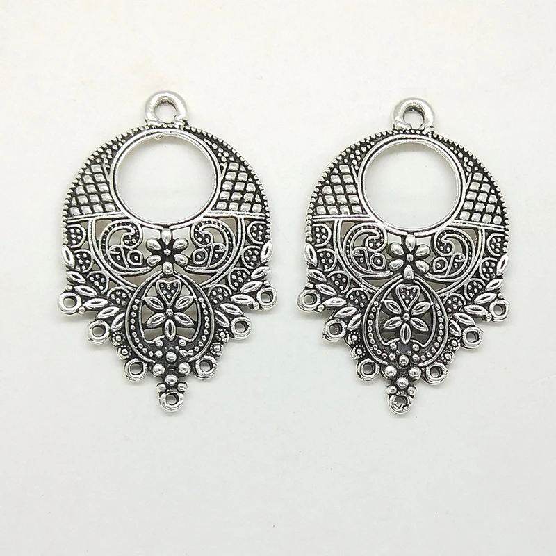 2025 New 43*29mm 4pieces/bag Retro Zinc Alloy Crescent-shaped Connectors Linker with Groove Diy Jewelry Earring Accessories