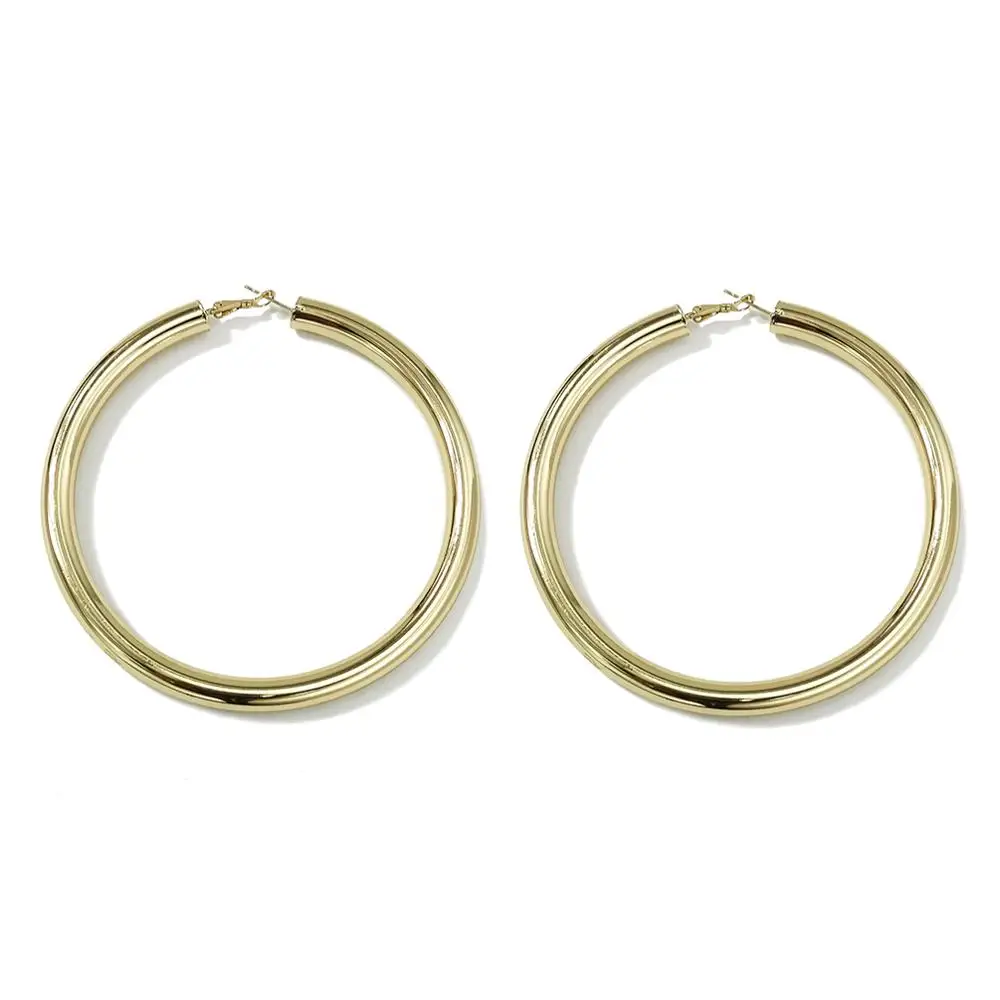 MANILAI 90mm Diameter Wide Copper Big Hoop Earrings Gold Color Jewelry Fashion Punk Round Metal Statement Earrings For Women