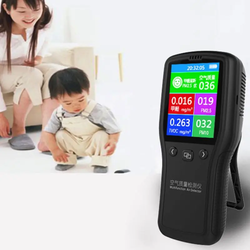 

PM2.5 Detector Air Quality Monitor Digital Testing Appliance For Supervising Formaldehyde TVOC PM2.5 PM10 HCHO