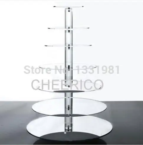 

New 2019 Transparent 7 Tier Acrylic Round Black Maypole Cupcake Stand Wedding Birthday Anniversary