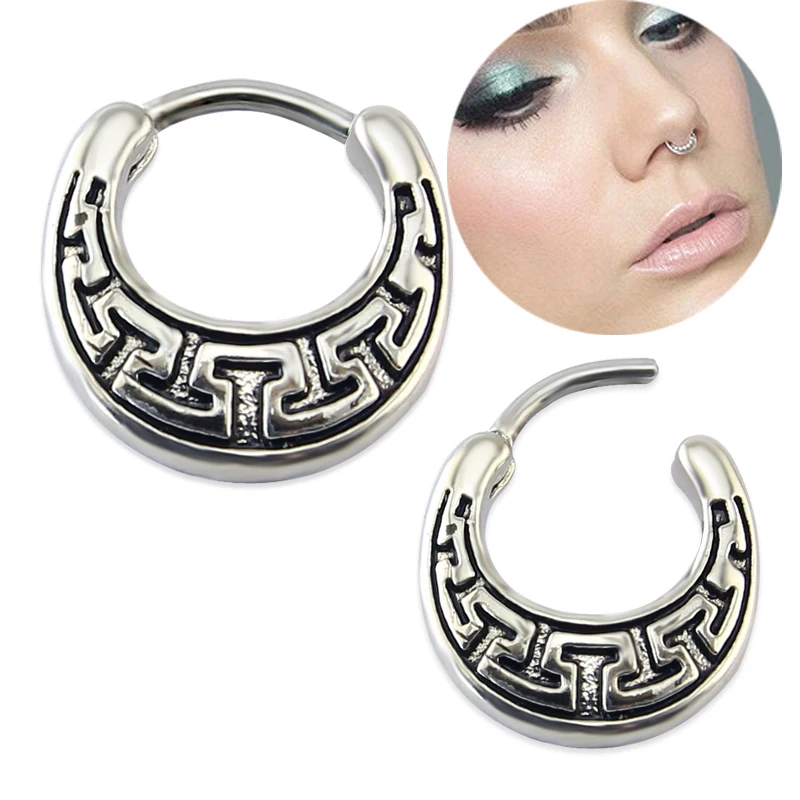 Mustache Septum Piercing Jewelry Nose Ring16g Surgical Steel Septum Clicker Jewelry Septo Ring Cute Clip On Body Jewelry