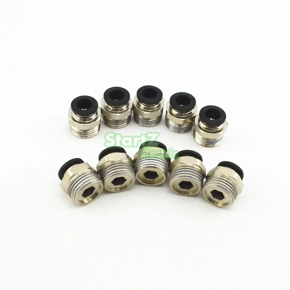 

10PcsHigh quality 12mm to 1/2'' Thread Male Straight Pneumatic Tube Push In Quick Connect Fittings Pipe