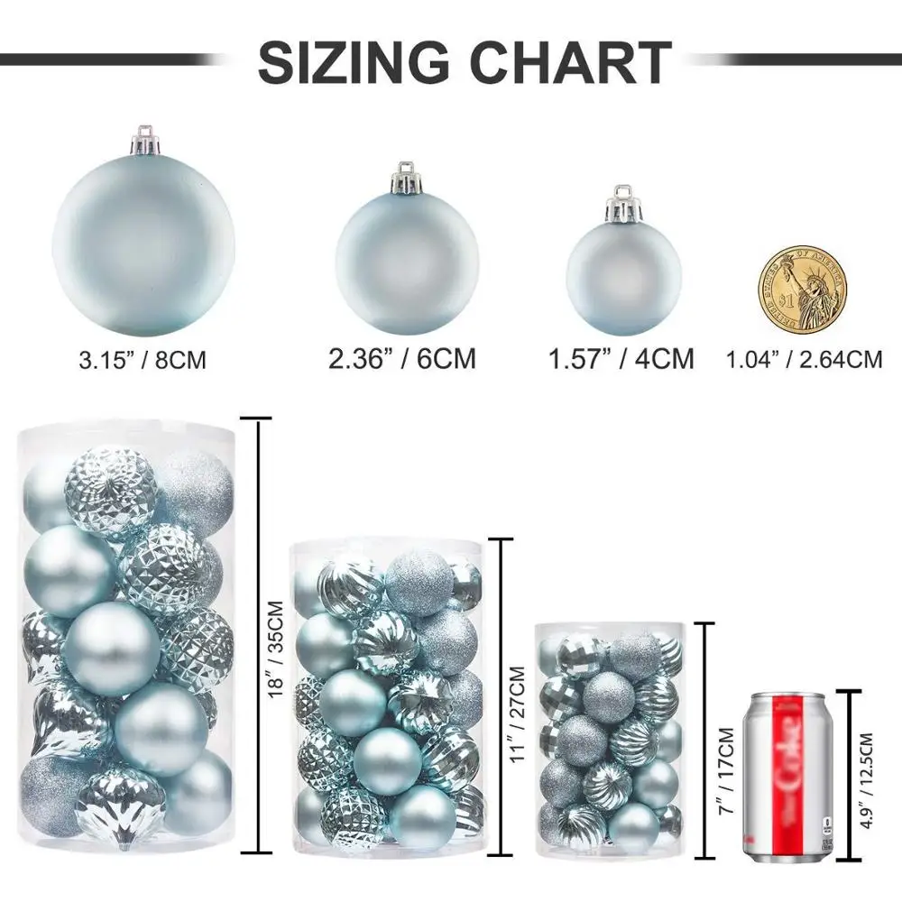 34pcs Christmas Tree Ball Sets 8cm Christmas Decorations Wedding Party Ornaments  Xmas Tree Ball Bauble Hanging Ball Decor Gifts