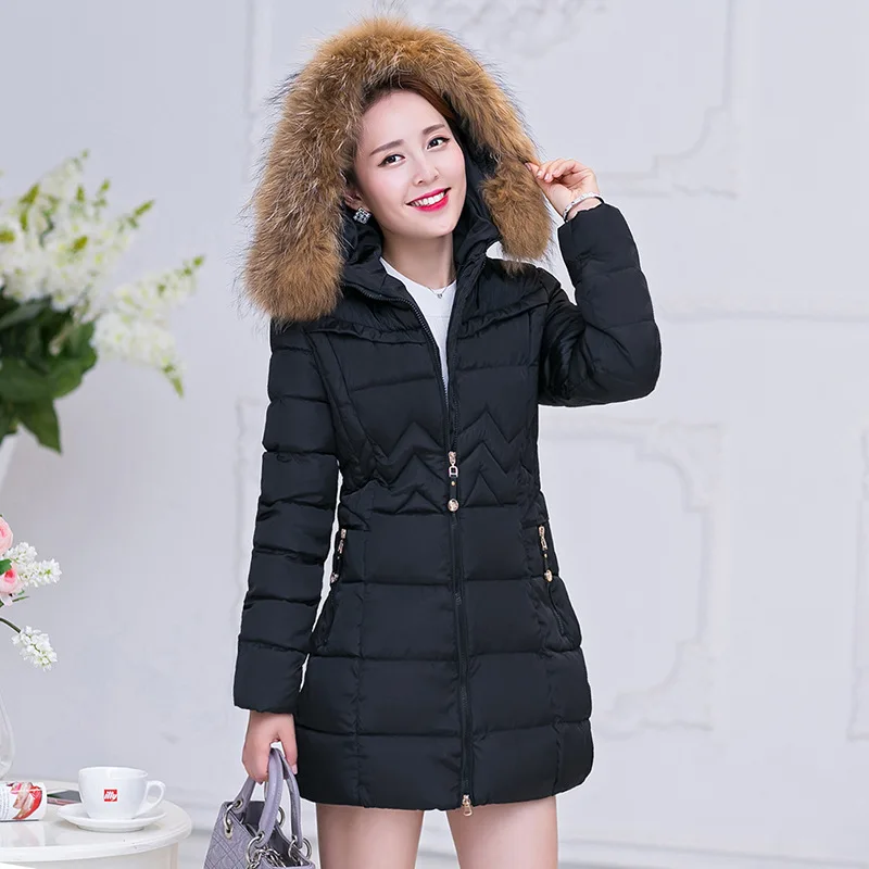 Mùa đông Ấm Phụ Nữ Parkas Dài Cotton Mỏng Rắn Nữ Choàng Sửa Chữa Eo Phụ Nữ Áo Khoác của Bông Dày Độn Áo Khoác