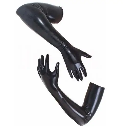 

Latex Gloves For Men Long Rubber Gloves Solid Colour Plus Size XS-XXL Gloves Only bLACK