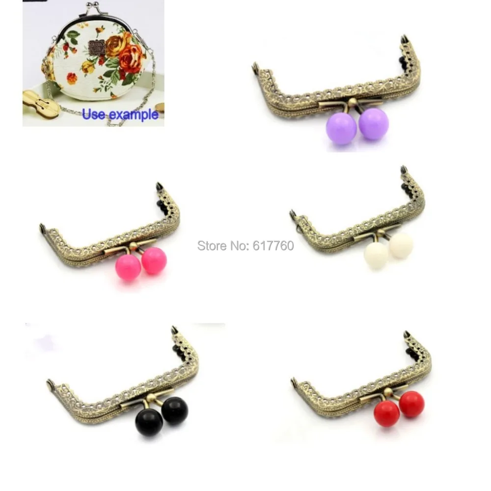 

Free Shipping-5PC Mixed Metal Frame Kiss Clasp Arch For Purse Bag Antique Bronze Ball 7.8x6cm(Can Open Size:7.8x12cm) J2626