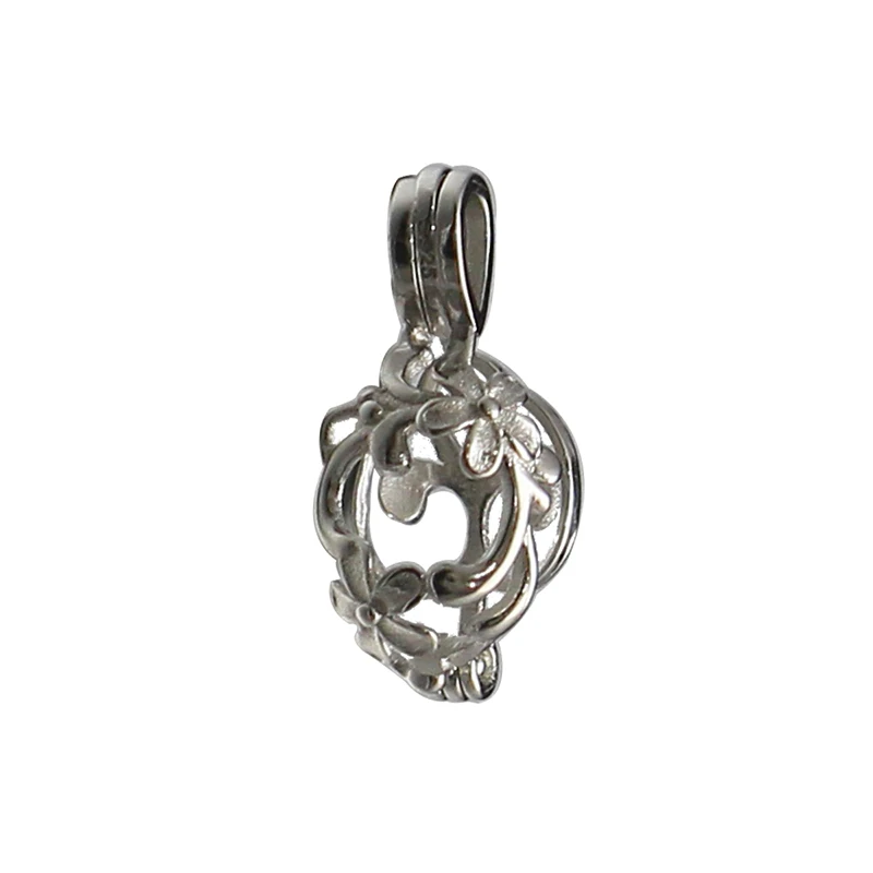 Beadsnice 925 Silver Pearl Cage Silver Lotus Flower Charm Holds a Pearl Bead Gem  Silver Necklace Making For Her ID 35918