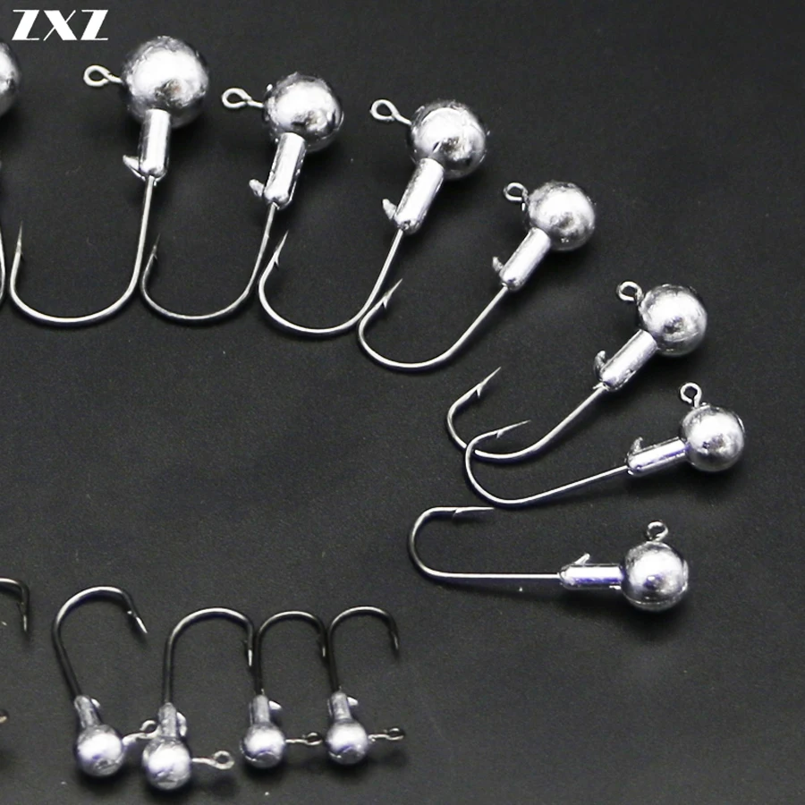 

50pcs/Lot Lead Jig Head Fishing Hook 1g 1.5g 2g 3.5g 5g 7g 10g 20g Jig Hooks For Soft Fishing Lure Carbon Steel Fishhooks T4