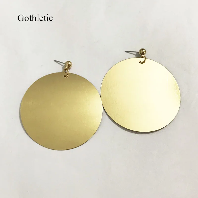 Gothletic Metallic Gold Color 60MM Big Plastic Sequin Disc Drop Earrings for Women Brincos Fashion Jewelry 2019 NEW