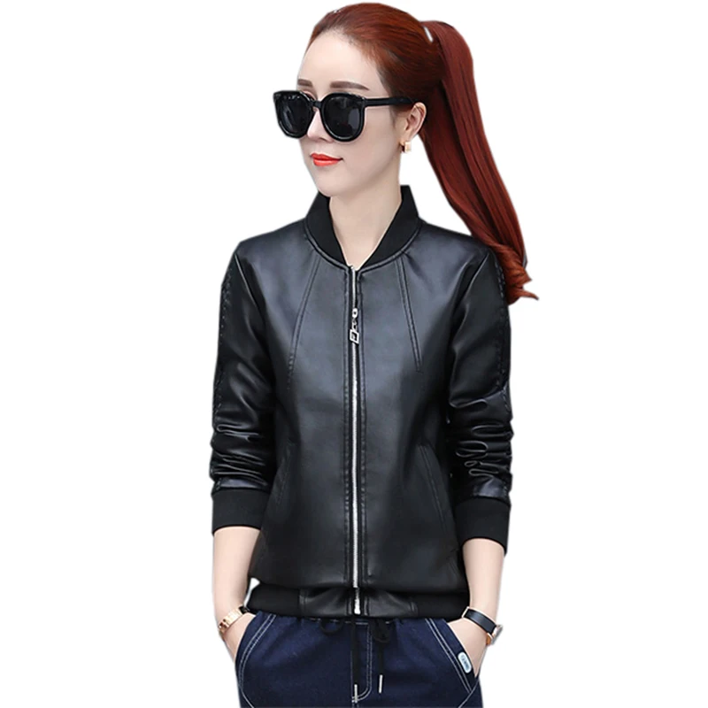 2018 New Design Loose PU Faux Leather Jacket Women Classic Moto Biker Jacket Autumn Ladies Coat Plus Size Outerwear FP1414