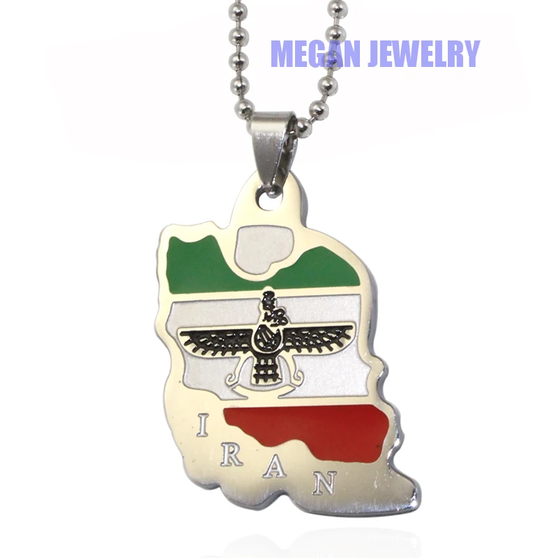 Iran Map Iran National Flag Stainless Steel pendant & necklace , country map jewelry