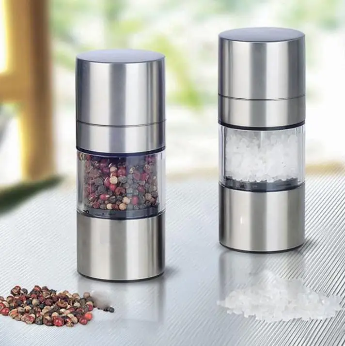 

by DHL or EMS 100 pcs Novetly Home Kitchen Tool High Quality Manual Stainless Steel Salt Pepper Mill Spice Sauce Grinder Silver