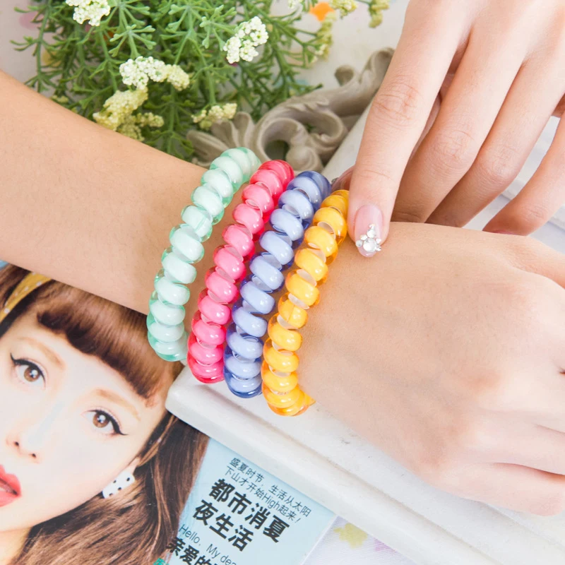 Fashion Multifunctional Bracelet Holder Coil Spring Chains Jewelry Hairband Telephone Wire Cable Sauna Beach Bracelets