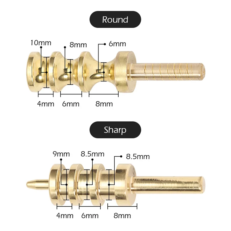 WUTA Leather Edge Tools Solid Brass Soldering Iron Marking Creaser Tips Power Edge Slicker Leather Burnisher Tool Round/Sharp