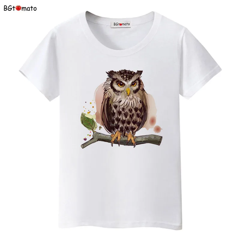 Hand Painted 3D owl T-shirt women fashion creative originality shirts Good quality brand Tops Tees