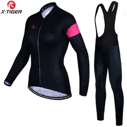 Maglia da ciclismo da donna X-Tiger Set traspirante anti-UV ciclismo manica lunga abbigliamento da bici abbigliamento da bicicletta da montagna set da ciclismo