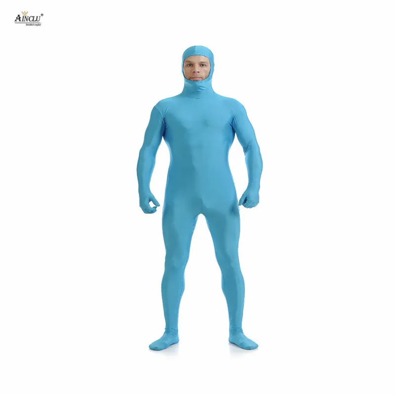 Ainclu homens crianças elastano náilon zentai corpo segunda pele apertado all-inclusive aberto rosto dancewear traje hallween bodysuit