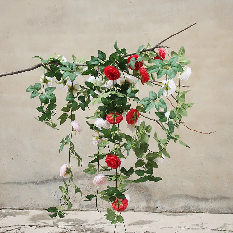 

Simulation Peony Rattan Flower Wedding Artificial Flower wreath Living Room Decoration Fake vine Flower door hanging decoration