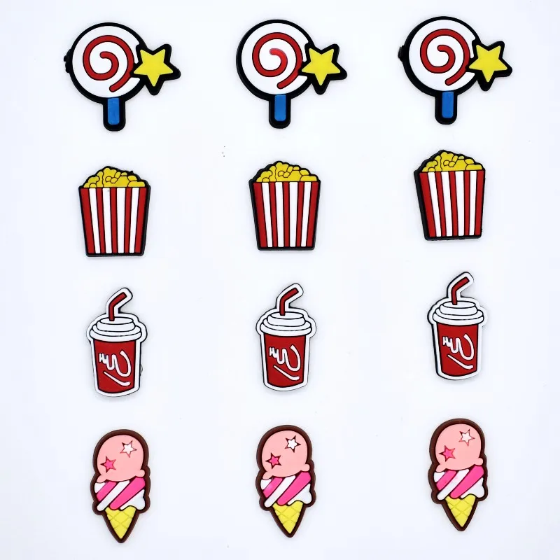 10 pcs Fast Food Soft PVC Ornaments Fit Phone Case/Office Clips/Pen/Glass Frame/Cable Winder/Brooch DIY Craft Accessory