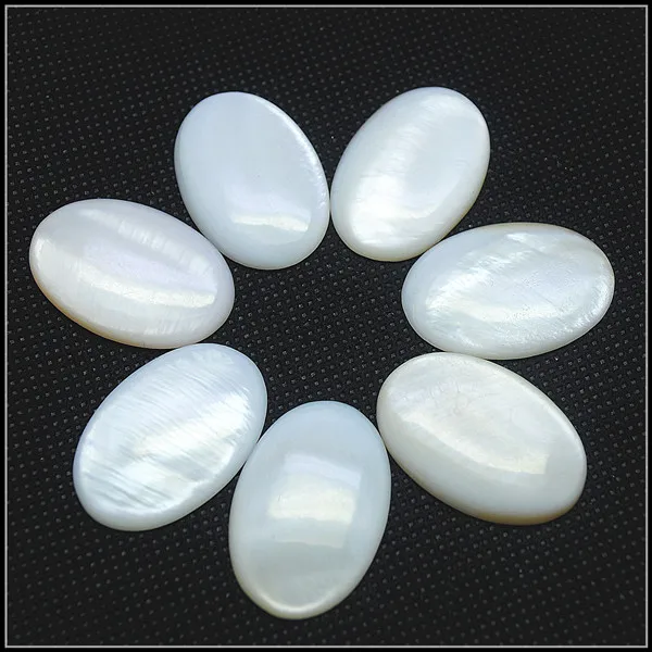 30PCS Wholesale White Mother Of Pearl Cabochons Shell Cabs For Bracelet Making Coin Shape Fingerrings SIZE18X25MM 20X30MM