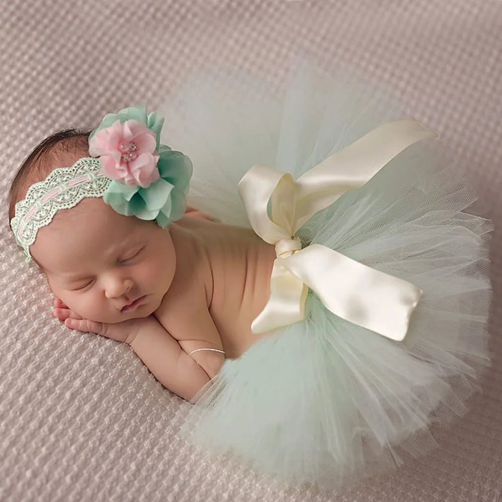 10 Colors Beautiful Baby Tutu Skirt with Flower Headband Fashion Newborn Photograph Prop Tutu and Headband TS025