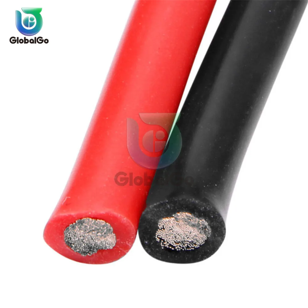2pcs 16AWG Silicon Wire Heatproof Soft Silicone Silica Gel Wire Cable 1 Meter Black +1 Meter Red