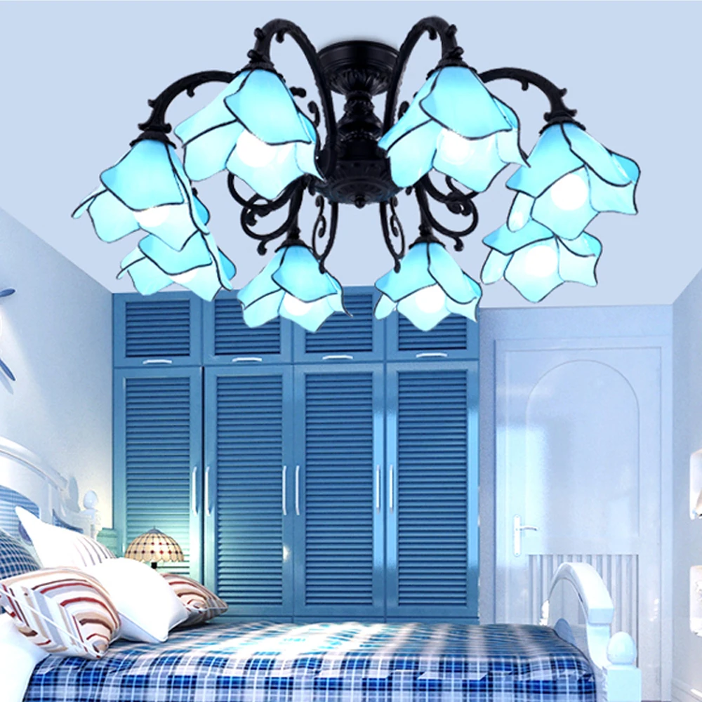 Led e27 Mediterranean Iron Glass LED Lamp LED Light Ceiling Lights LED Ceiling Light Ceiling Lamp For Foyer Dinning Room Bedroom