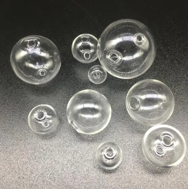 20pcs/lot 10/12/14/16/18/20/22/25/30mm empty clear round glass ball with 2mm double hole jewelry necklace pendant oil beads orbs