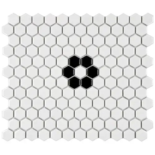 Nordic Classic Glossy Matt Hexagon Black White Ceramic mosaic tile kitchen backsplash pool bathroom Hallway wall and floor tile