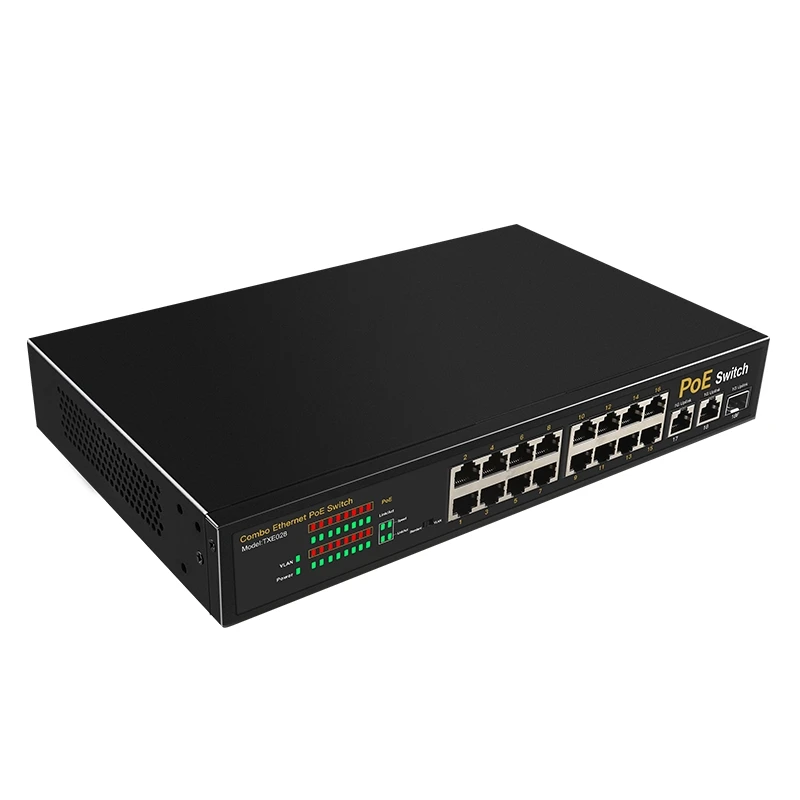 DIEWU ICPLUS/IP1818 16 Port 100M+2port 1000m+1SFP simple POE Switch for security IP camera