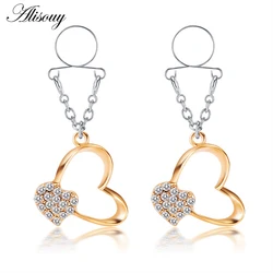 Alisouy 2pcs/lot Heart Religious Nipple Rings Fake Piercing Women Nipple Clamps Non-piercing Clip on Nipple Pircing Body Jewelry