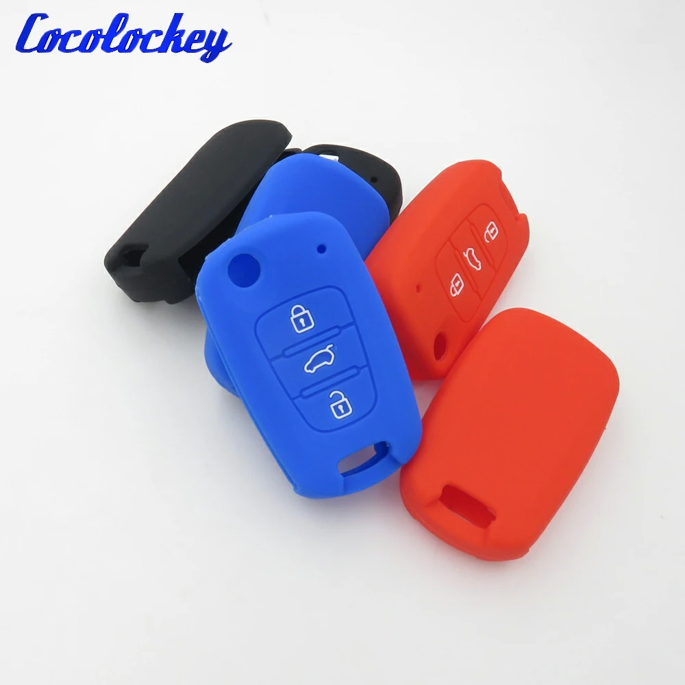 

Cocolockey Silicone Car Key Cover Case Holder for HYUNDAI I20 I30 Flip Remote Key Case 3 Button No Logo Car Styling