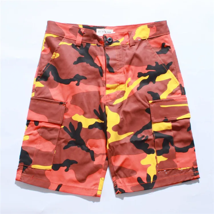 2023 Men Women Cargo Shorts Camouflage Shorts Pockets 7 Colors Casual Streetwear Camo Orange Blue Gray Purple Yellow XXXL