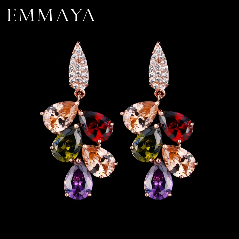 EMMAYA AAA Cubic Zirconia Classic Big Drop Crystal Earrings with Tiny CZ Luxury Bridal Wedding Earrings for Women