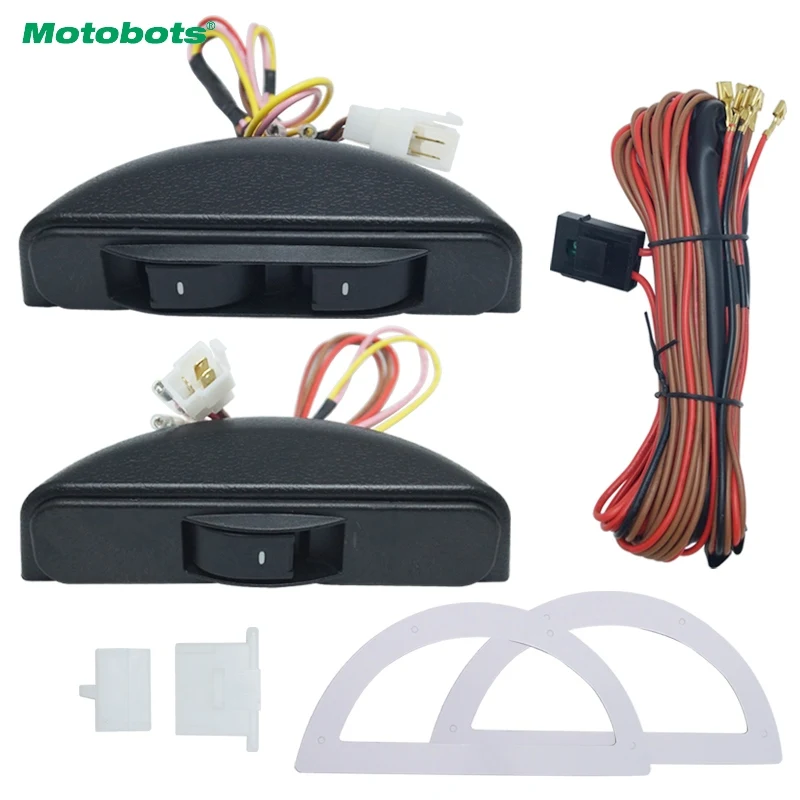 

MOTOBOTS New Universal Crescent Style Power Window 3pcs switches with Holder & wire Harness #HQ3436