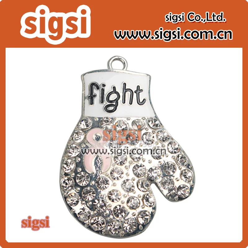 

floating glove with breast cancer pendant