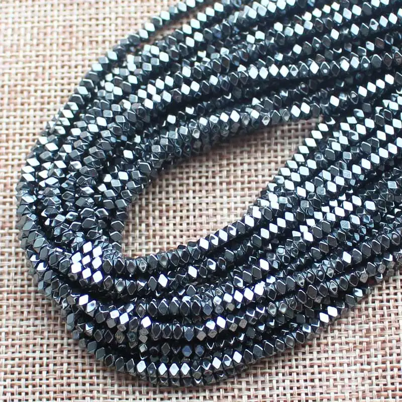 2x3mm Natural Hematite Very Shining Faceted Square Beads\