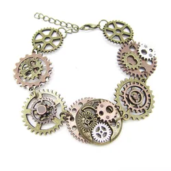 Cykopv-Mecanismo de engranajes de bricolaje combinado, pulsera Vintage, brazalete Steampunk, diseño Original, varios engranajes