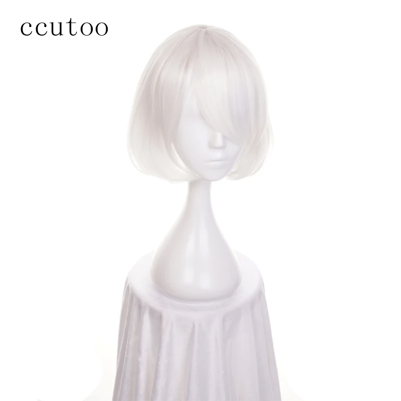 ccutoo NieR:Automata 2B YoRHa No. 2 Type B Heroine Short White Synthetic Hair Bobo Cosplay Full Wig