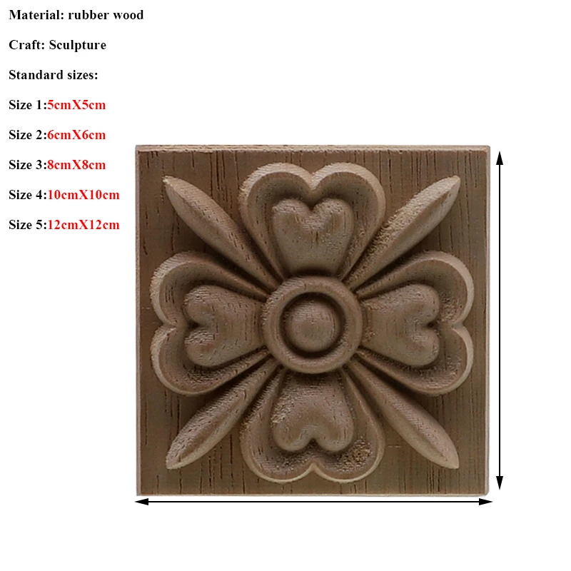 Decorative Fashion Floral Wood Carved Decal Corner Appliques Frame Wall Doors Furniture Woodcarving Wooden Figurines Crafts Home