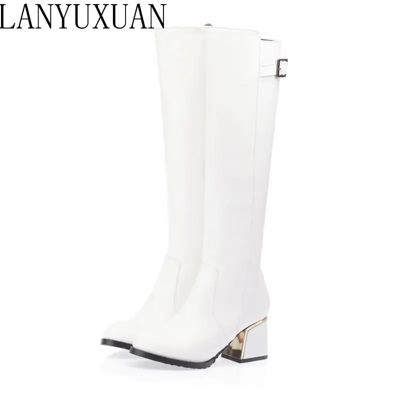 LANYUXUAN 2017 New Big size and Small Sale 30-54 Botas Mujer Boots Shoes Woman Fashion High heels Autumn Winter Boots Women A18