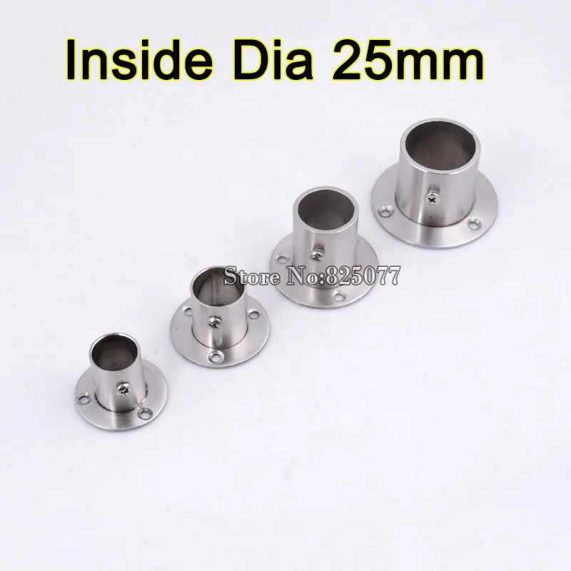 4 PCS Stainless Steel Flange Closet Rod Flange Socket Inside Dia 25mm Pole Fixed Base Accessories KF799