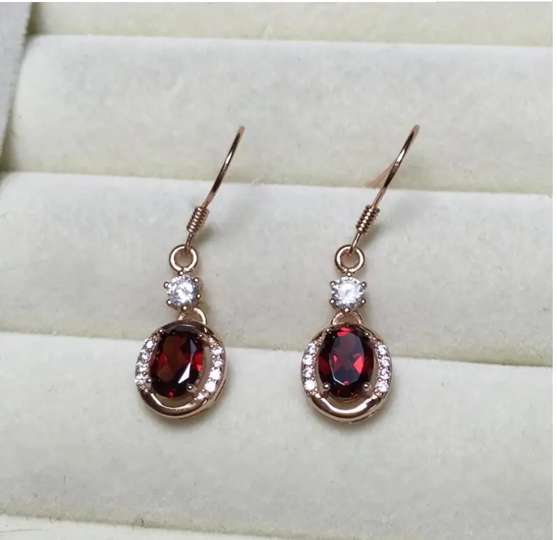 

Серьги из натурального граната, бесплатная доставка, натуральный гранат, серебро 925 пробы, серьги 5*7 мм