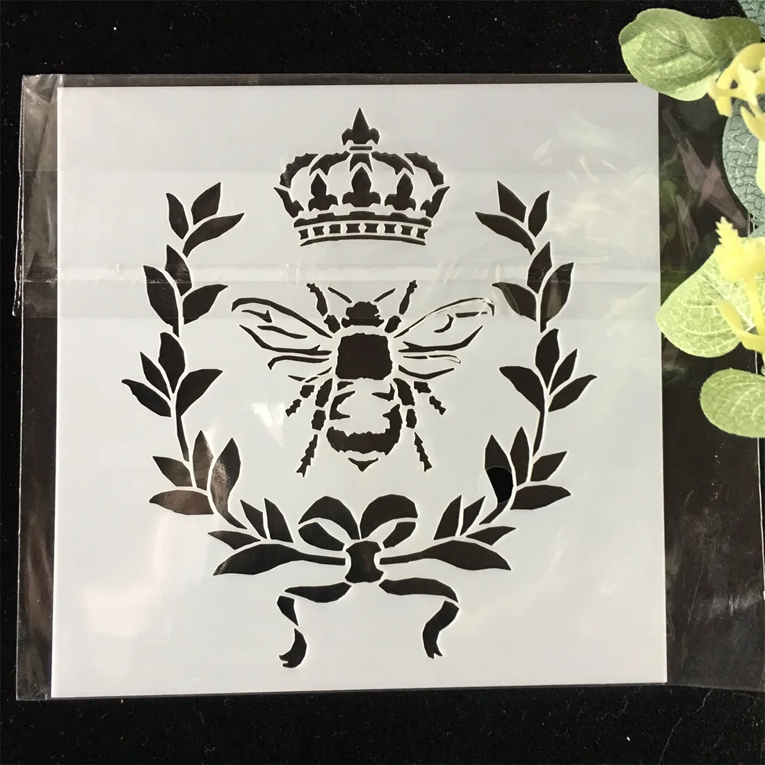 1Pcs Bee Crown DIY Layering Stencils Wall Painting Scrapbook Coloring Embossing Album Decorative Card Template