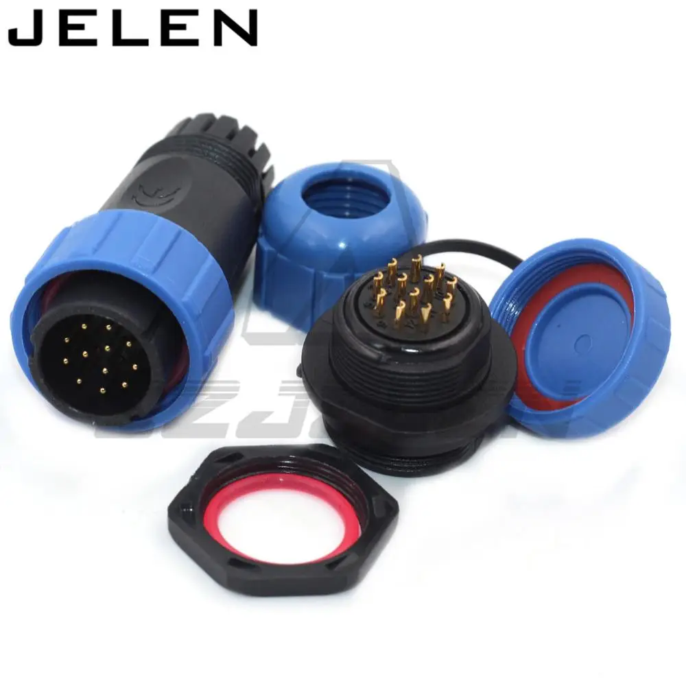 SP2110 , waterproof connector 12 pin plug socket, high voltage current cable connector, LED waterproof connector Male+Female