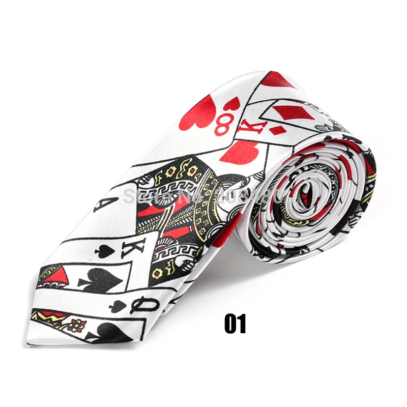 Mens Ties Necktie Formal Dress Gift Wedding Shirts Cravat 2 Inch wide Fashion Playing Cards / Poker White Classic Party Business