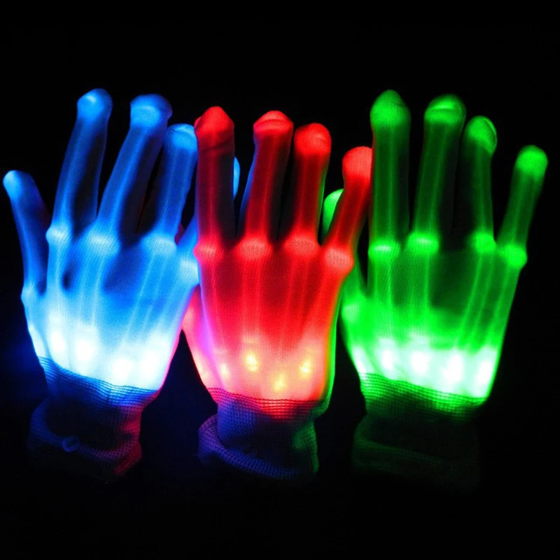 

2018 Limited Led Dance 1pairs Unisex Lighting Led Gloves Flash Toys Party Supplies Dancing Luminous Glowing Bone Skeleton Light