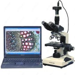 Lab Clinic Vet Microscope--AmScope Supplies 40X-1600X Lab Clinic Vet Trinocular Microscope with 3MP Camera