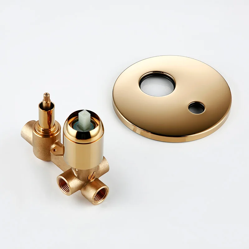 Smesiteli Brass Shower Valve Bathroom Thermostatic Shower Round Golden Dual Control Faucet Diverter Shower Control Connector